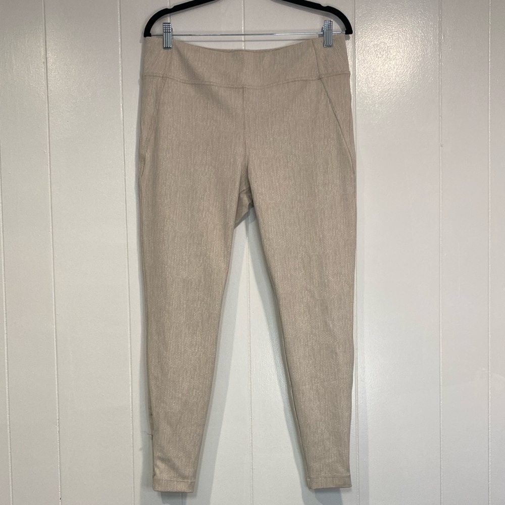 Athleta Leggings Delancy Skyline Luxury Ankle Zip Pockets Cream White Size Large